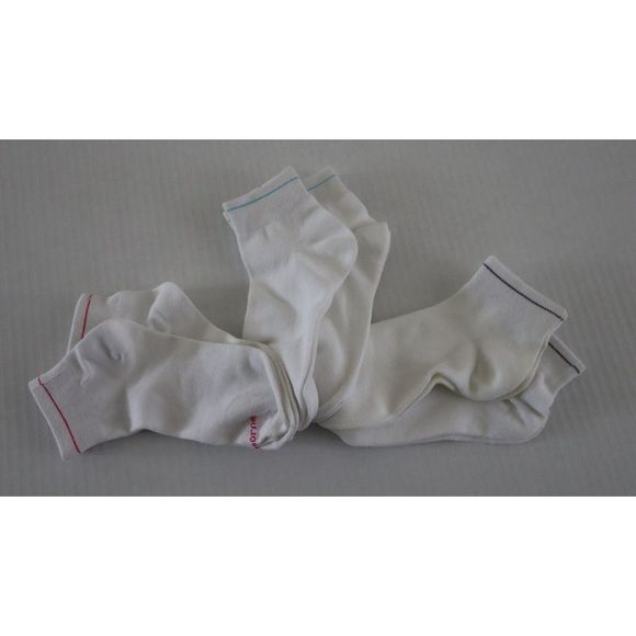 Liz Claiborne Women's OS White w/Multicolor Trim Ankle Socks - 6 Pairs - Picture 6 of 6